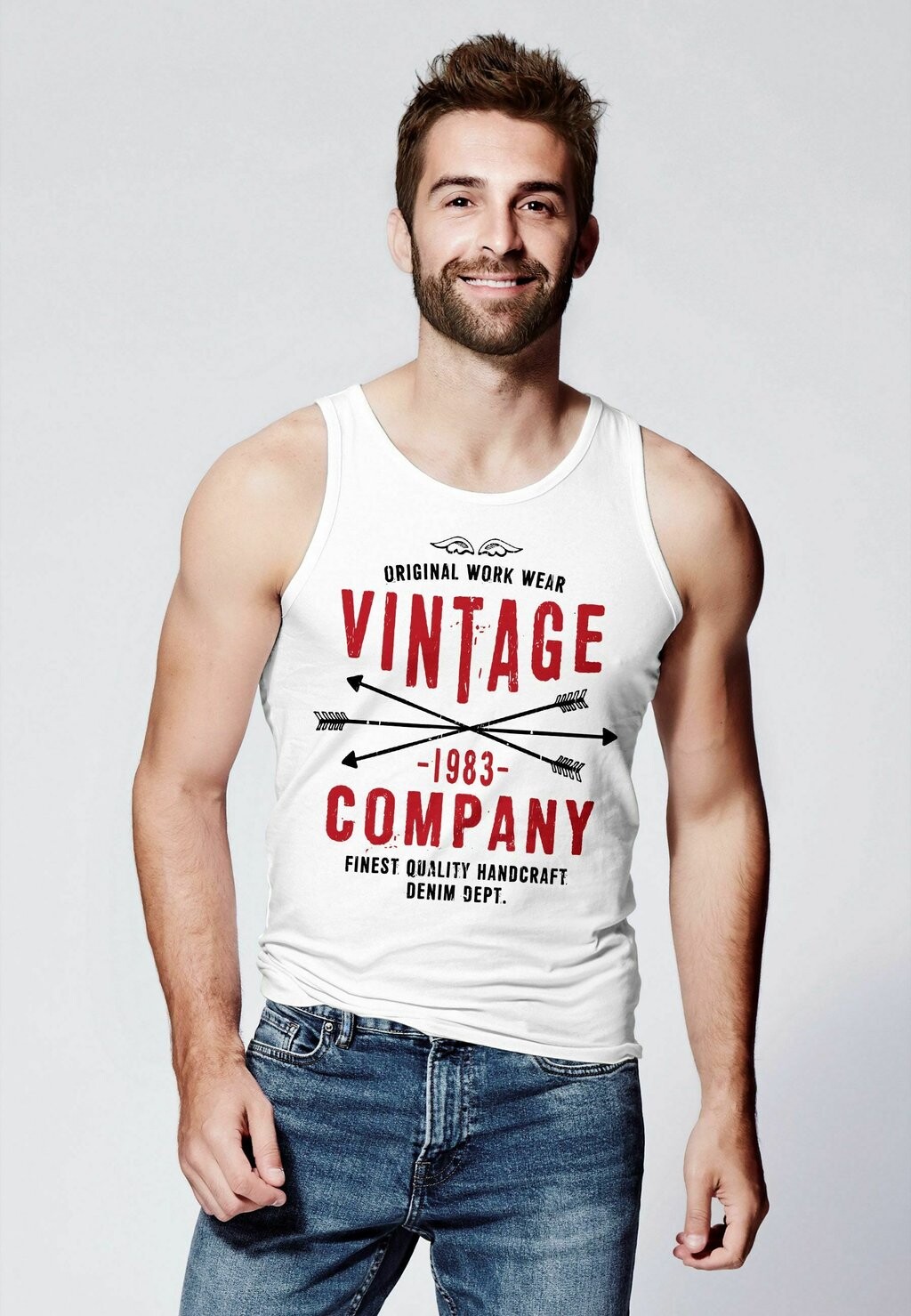 

Топ TANK- VINTAGE COMPANY ARROWS HIPSTER DRUCK MOTI Neverless, белый