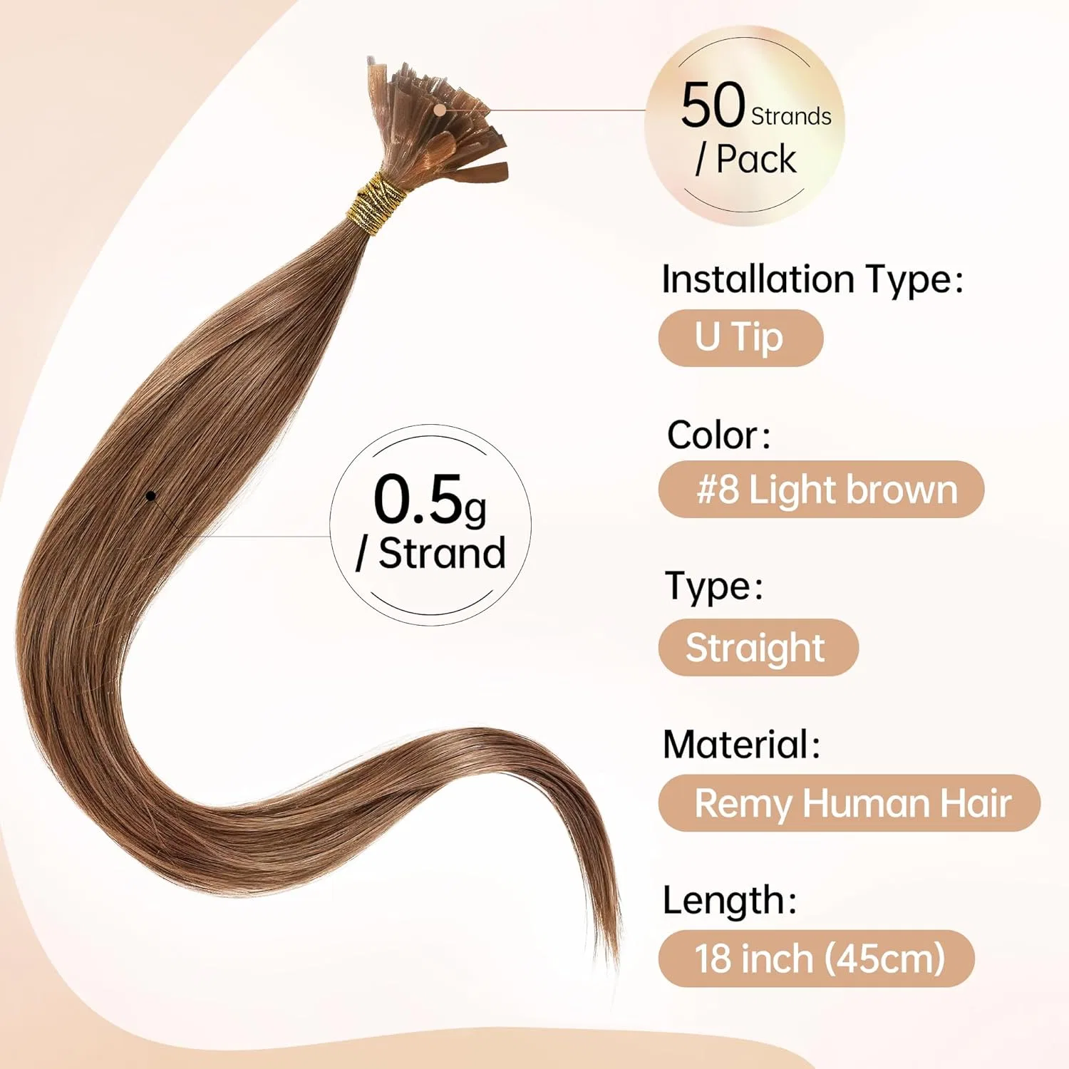 Накладные пряди с микрокольцами из натуральных волос Remy от Beauty7 Beauty7, #8 Light Brown — фото 3