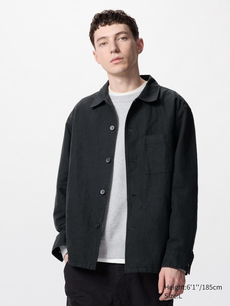 

Куртка-Рубашка из льняной смеси Uniqlo, цвет 09 черный