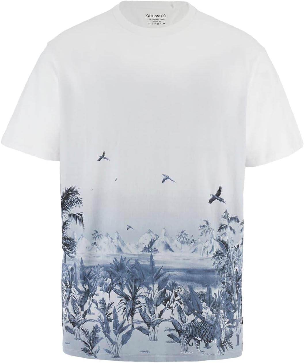 

Мужская футболка GUESS Eco с коротким рукавом Big Cat Paradise, Pure White, Белый, Мужская футболка GUESS Eco с коротким рукавом Big Cat Paradise, Pure White