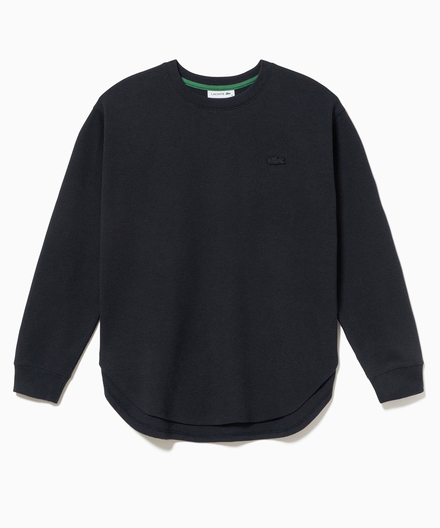 Футболка LACOSTE с длинным рукавом, вафельная текстура, черный