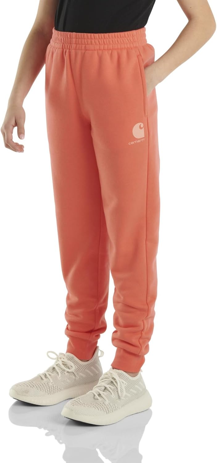Детские флисовые спортивные брюки с логотипом Carhartt CK9450 для девочек, Dubarry Pink — фото 3