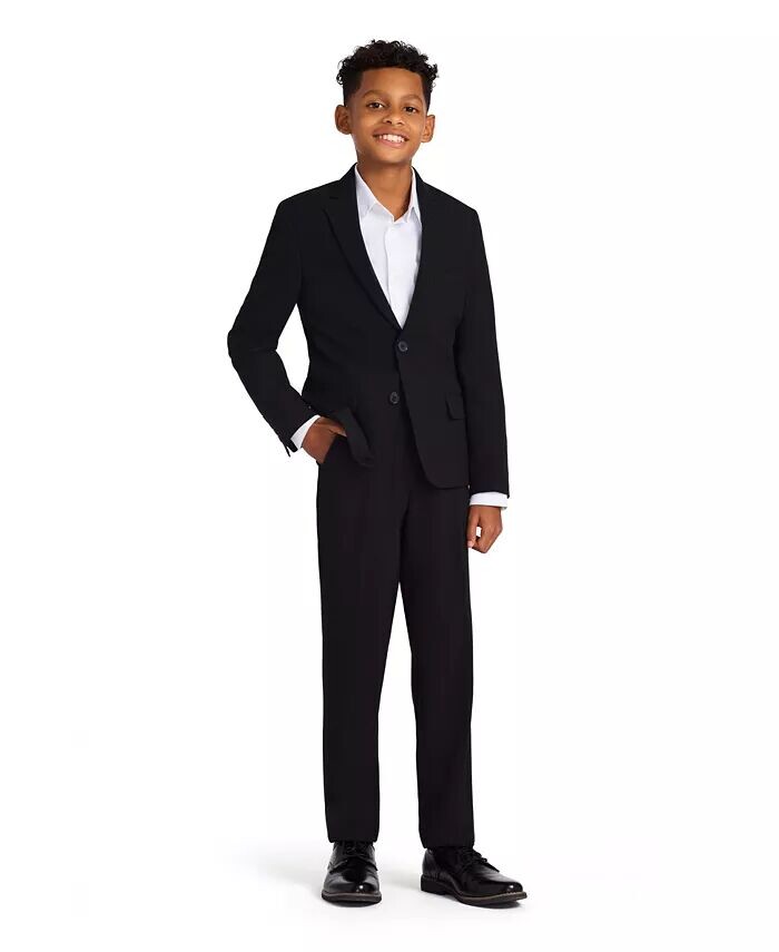 Большие мальчики Slim Fit эластичные брюки для машинной стирки Calvin Klein, черный — фото 3