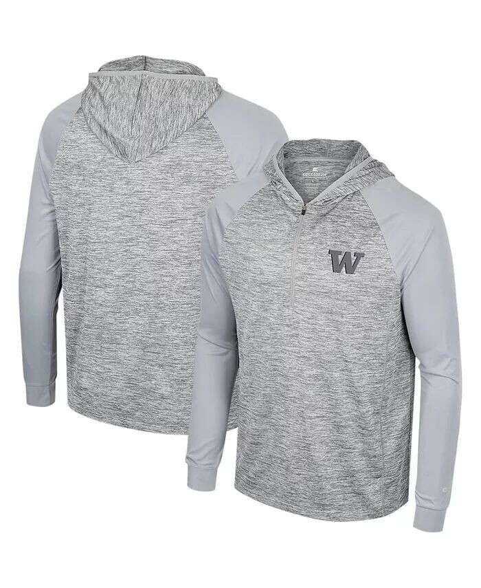 

Мужская серая толстовка Washington Huskies Cybernetic Raglan с капюшоном и застежкой-молнией на четверть длины Colosseum