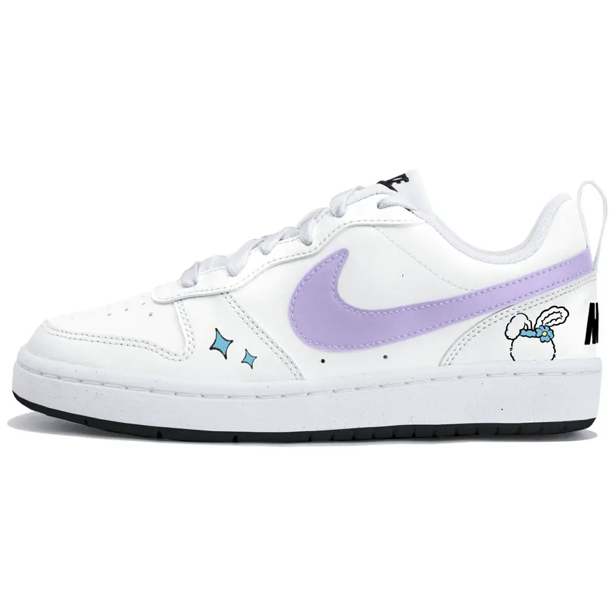 

Кроссовки для скейтбординга Court Borough Low Top белые фиолетовые детские Nike, белый фиолетовый