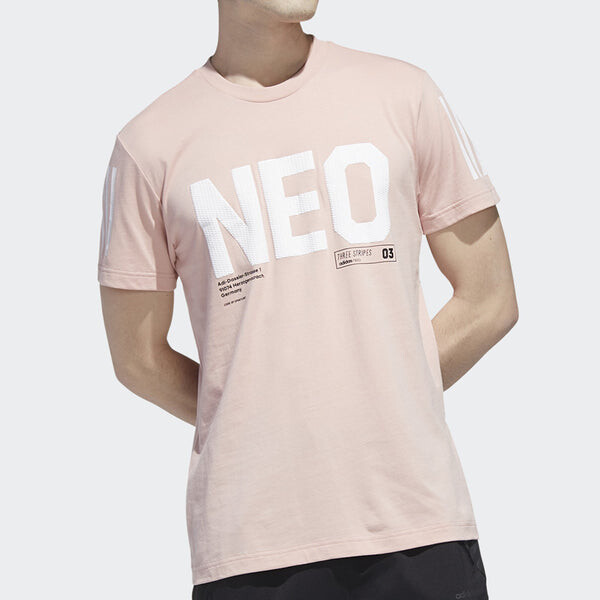 Футболка neo m cs tee 3 sports short sleeve pink Adidas, розовый — фото 3
