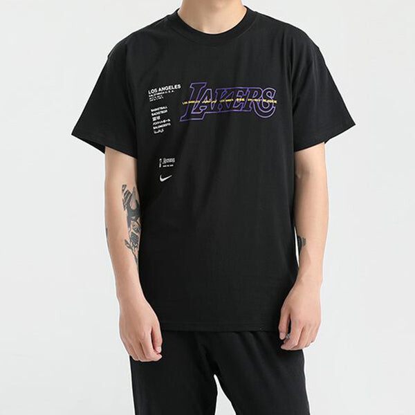 Футболка nba courtside los angeles lakers с коротким рукавом тренировочные Nike, черный — фото 3