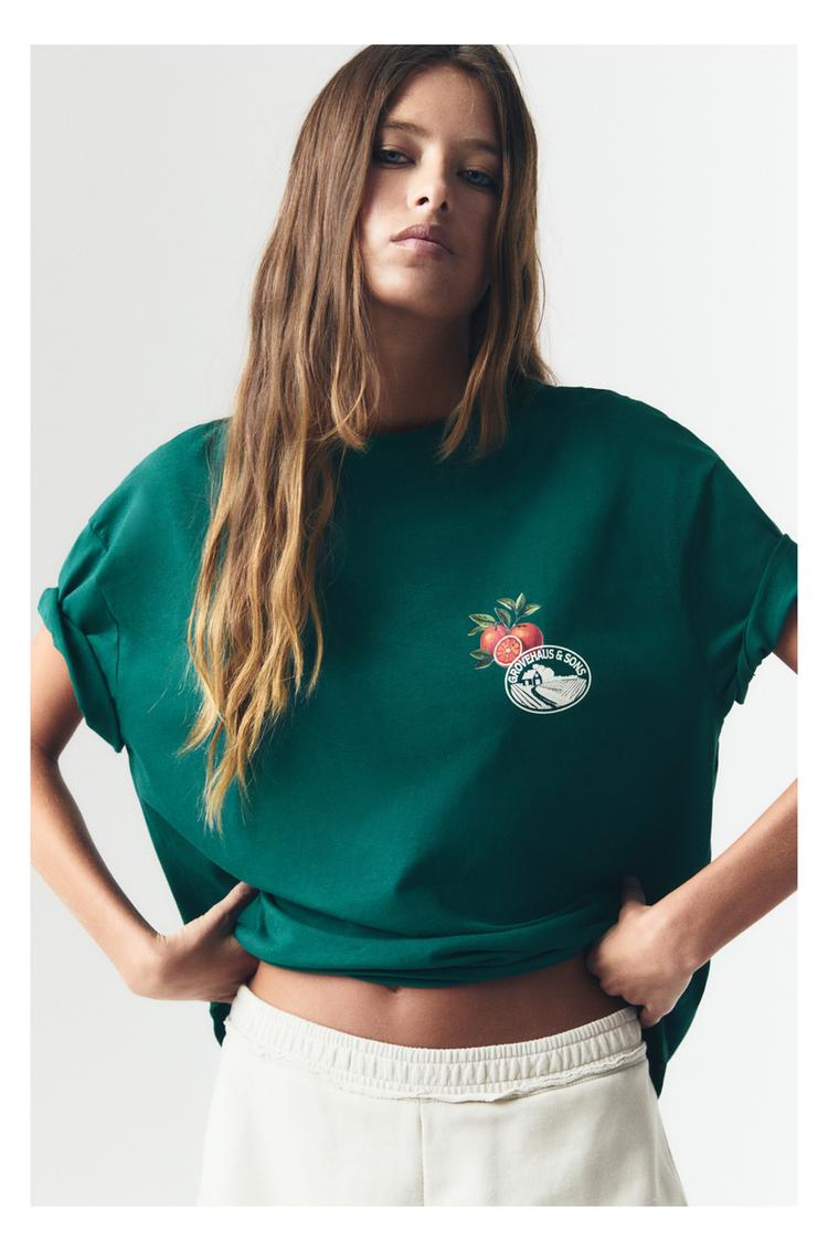 

Футболка с принтом Juice Pull And Bear, зеленый