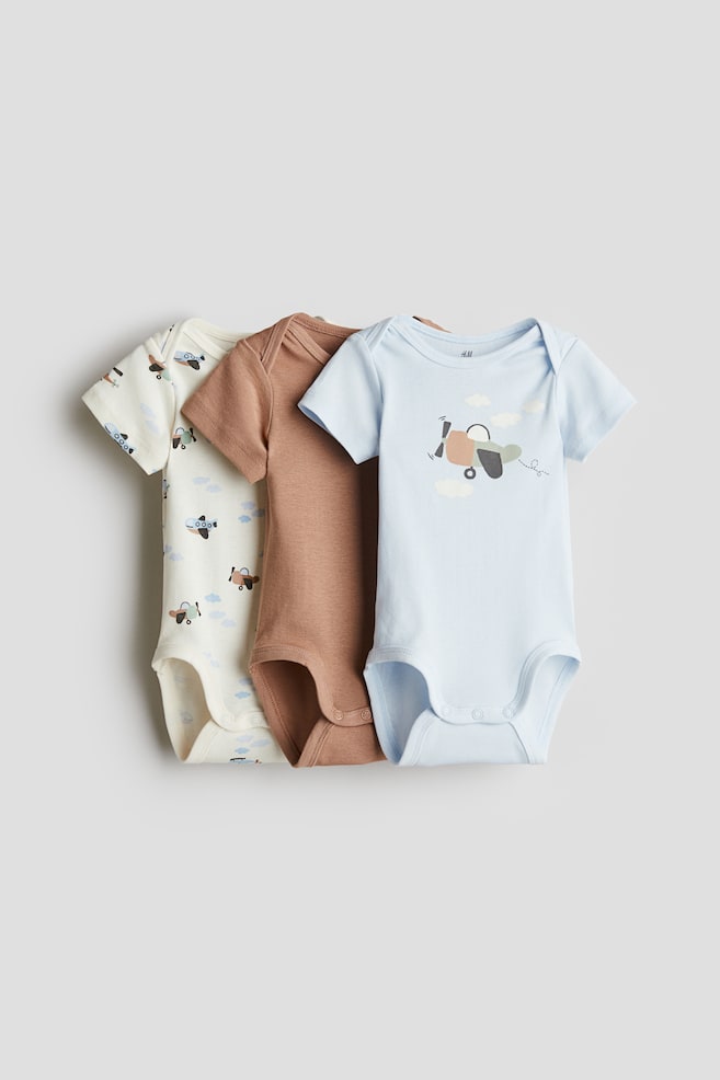 

Комплект из 3 хлопковых боди с перекрестной застежкой H&M, мультиколор