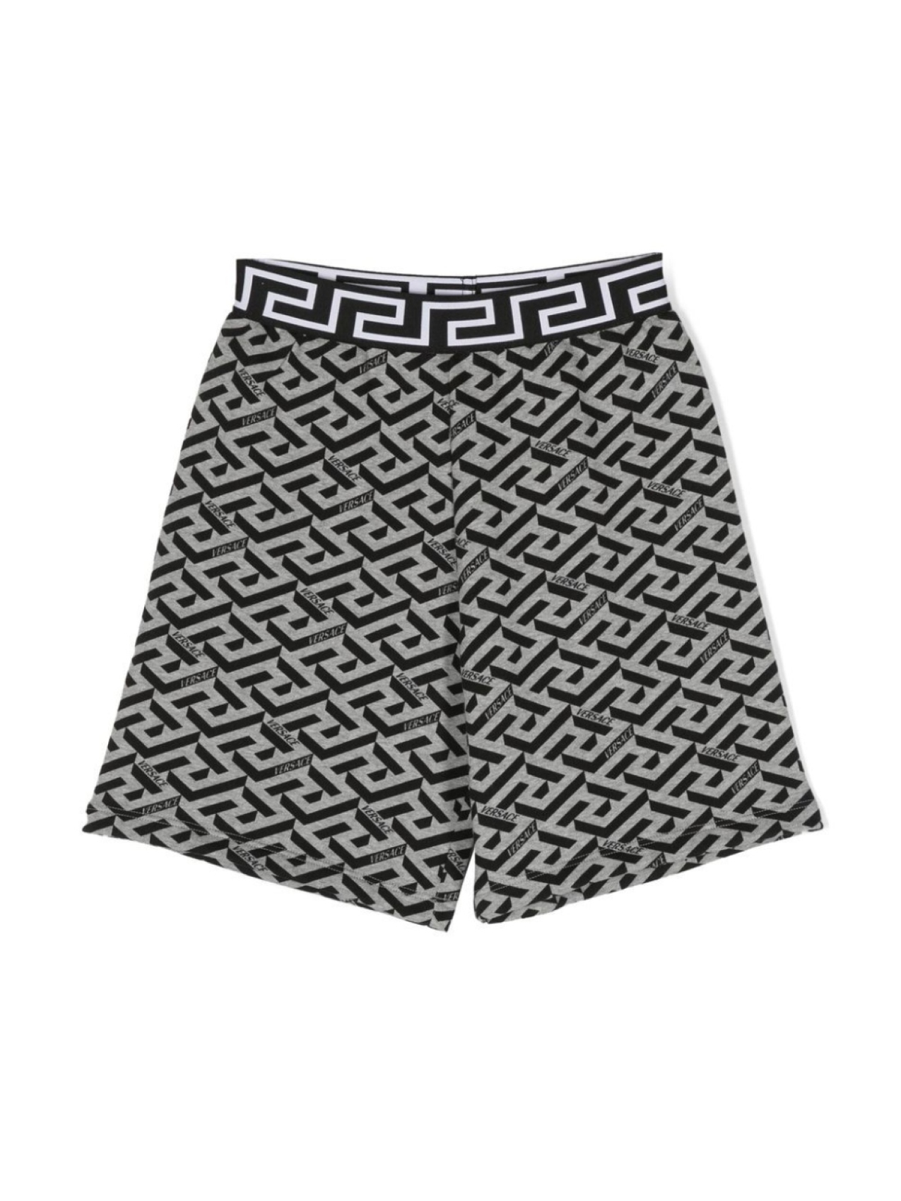 

Versace Kids all-over monogram-print shorts, серый