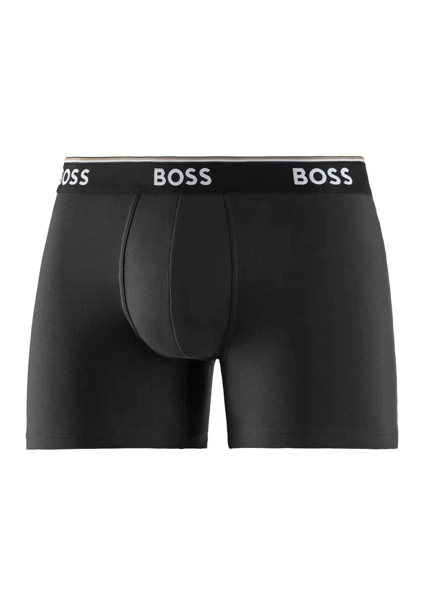 Длинные боксеры BOSS "Boxer Brief 3P" (3 шт. в упаковке) с тканым поясом соответствующего цвета, черный — фото 4