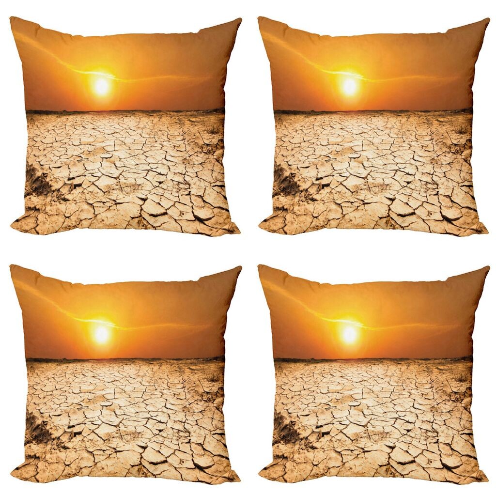 

ABAKUHAUS Комплект чехлов для подушек в пустыне (4 предмета), Drought Arid Land, современная двусторонняя цифровая печать, 60 x 60 см, песочно-коричневый, оранжевый, желтый