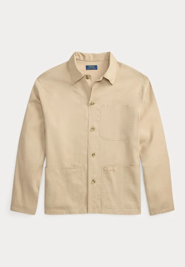 Эластичная льняно-хлопковая рубашка-куртка Polo Ralph Lauren, Coastal Beige — фото 4