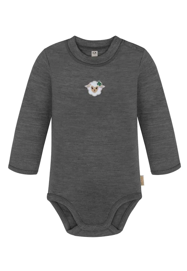 Комбинезон Normani Outdoor Sports Merino winter langarm body strampler mit knopf bodysuit einteiler 100 % merinowolle body, антрацит