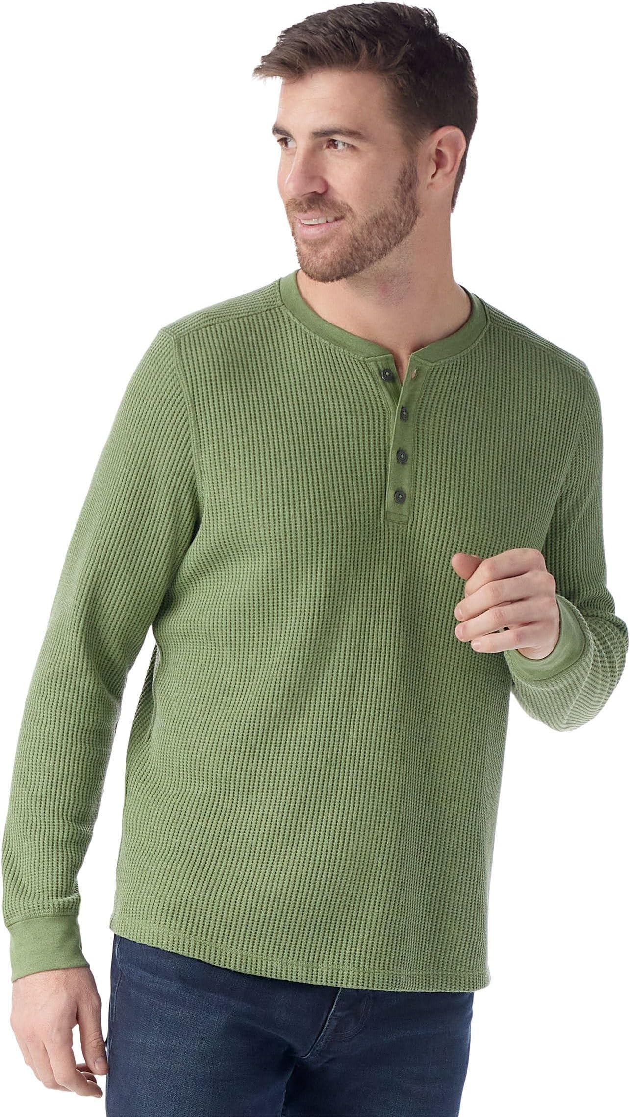 

Футболка Smartwool Waffle Long Sleeve Henley, цвет Fern Green