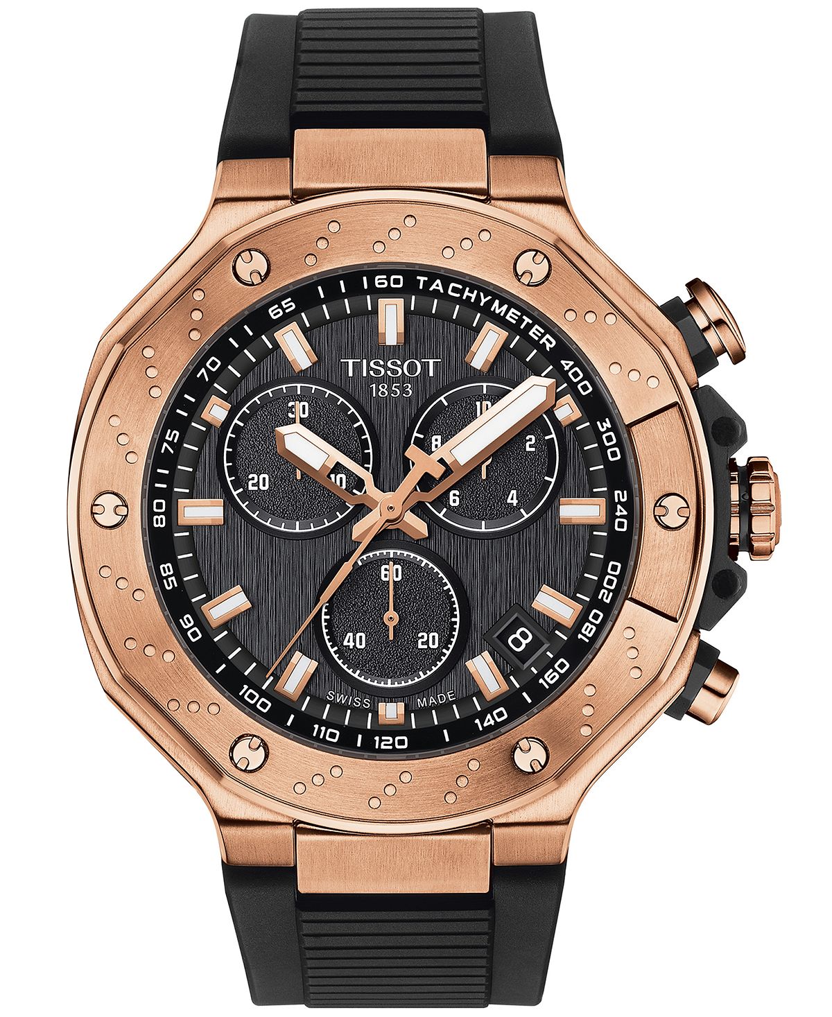 

Мужские швейцарские часы с хронографом T-Race с черным ремешком, 45 мм Tissot