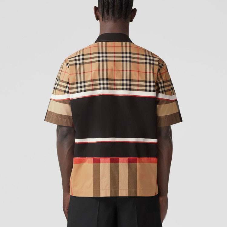 Рубашка Burberry в стиле пэчворк, хаки — фото 3