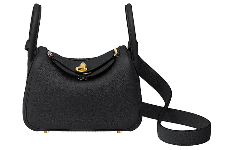 

Сумка плечевая кроссбоди мини Lindy Taurillon Clemence Кожа Noir Black HERMES