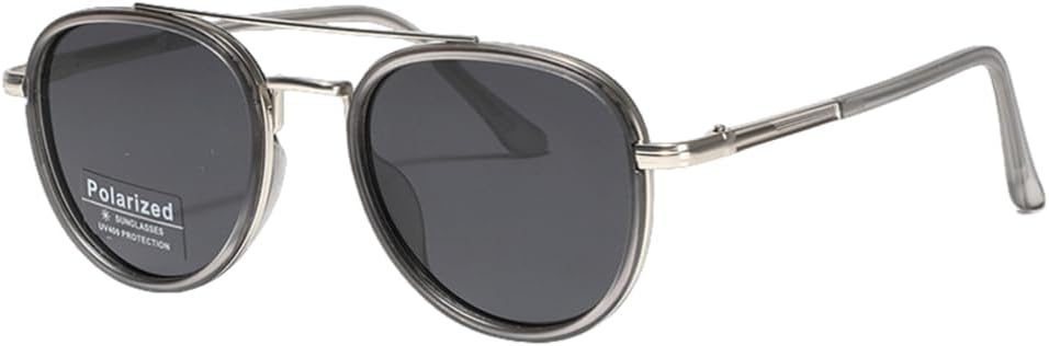 

Металлические поляризованные солнцезащитные очки для мужчин с двойной перемычкой Tr90, круглые, для женщин, для вождения, мужские, черные с коричневыми линзами VFDHN, 7