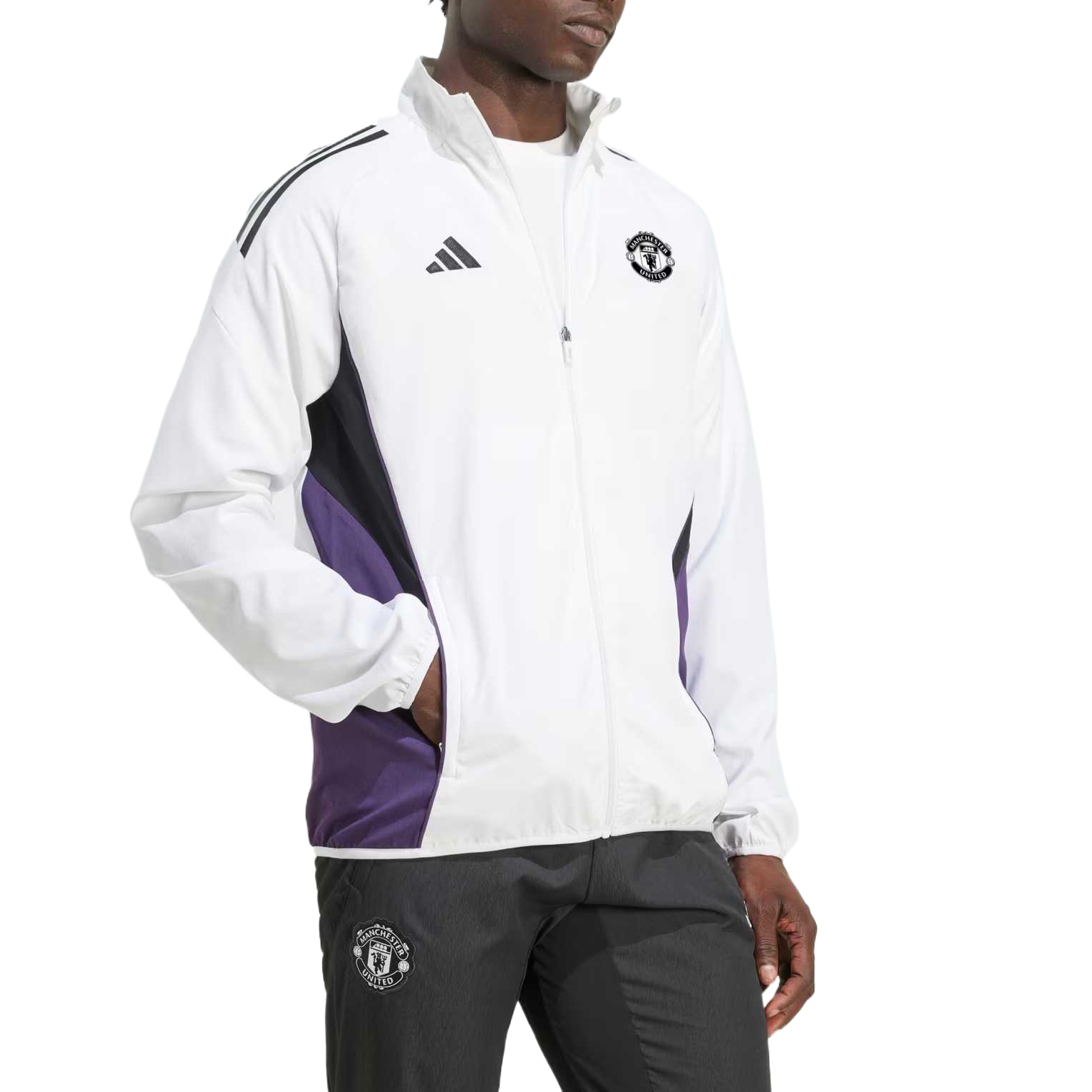 Куртка Manchester United Adidas, белый/бордовый/черный — фото 4