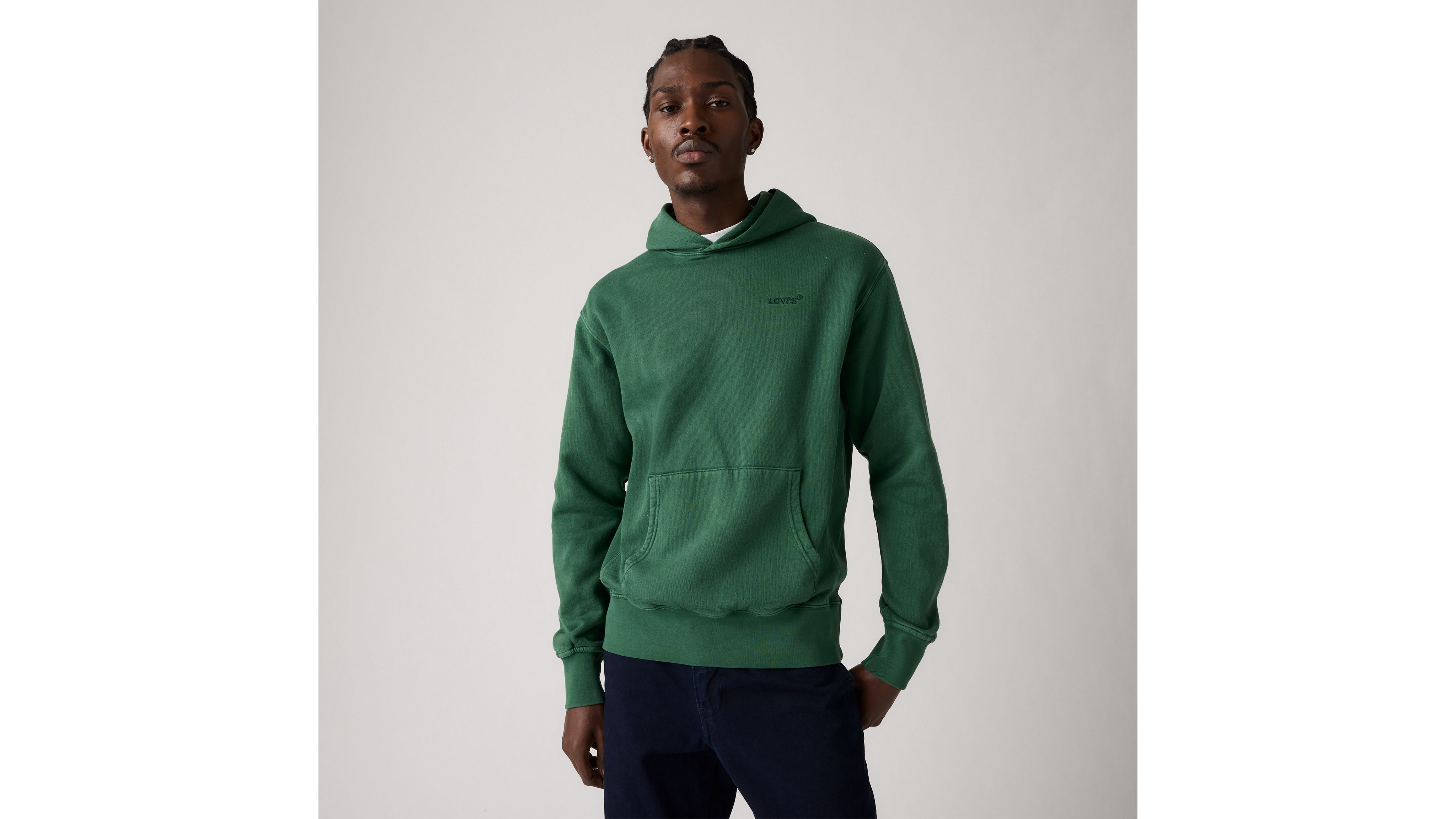 

Аутентичная толстовка с капюшоном Levi's, Garment Dye Dark Green - Green