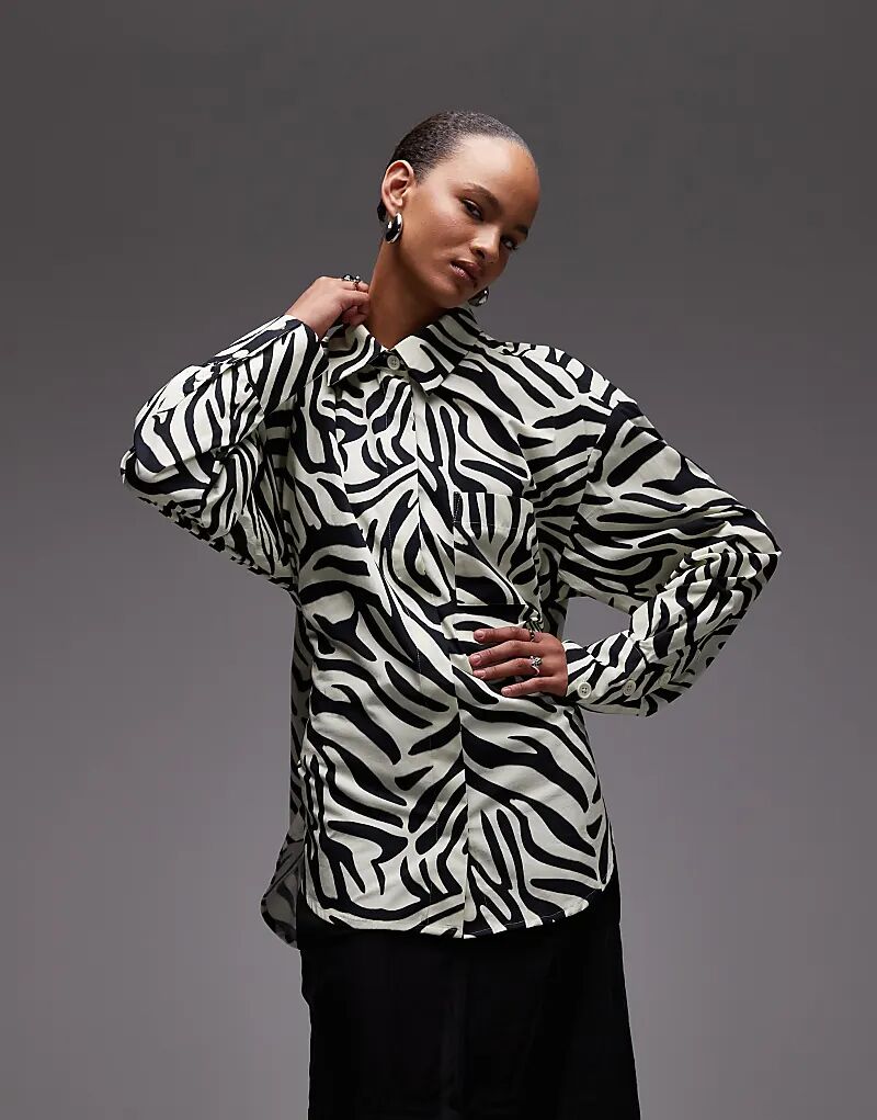 

Рубашка свободного кроя ASOS DESIGN с открытой спиной и принтом зебры