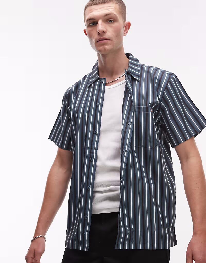 

Рабочая рубашка Dickies с короткими рукавами и полосками синего цвета