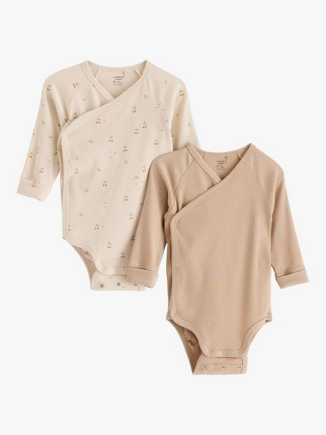 

Детские боди-обертки из органического хлопка Lindex, цвет Light Beige/Multi