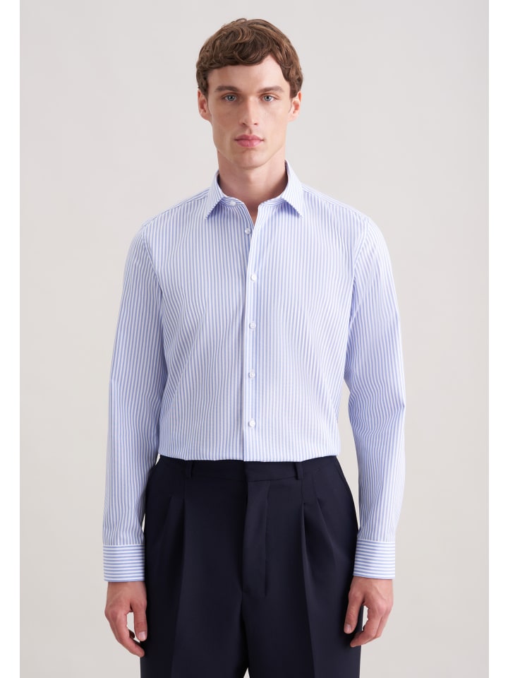 

Seidensticker Приталенная деловая рубашка среднего синего цвета