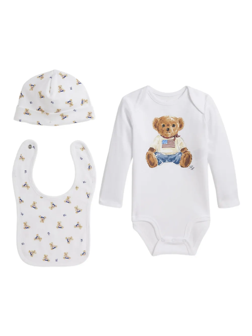 

Комплект для новорожденного с принтом Bear POLO RALPH LAUREN KIDS, белый