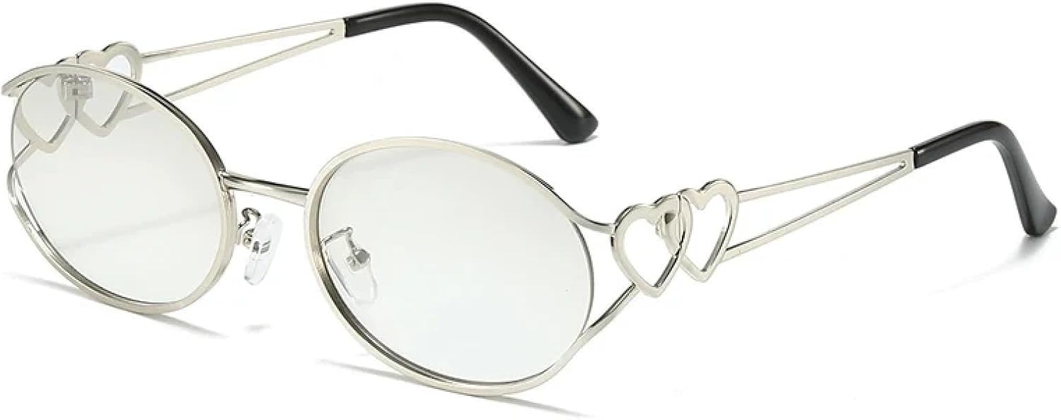 

Овальные солнцезащитные очки в стиле стимпанк для мужчин и женщин, модные металлические очки для активного отдыха, велоспорта, защита от УФ-излучения UV400 TKKTLLT, Silver Silver