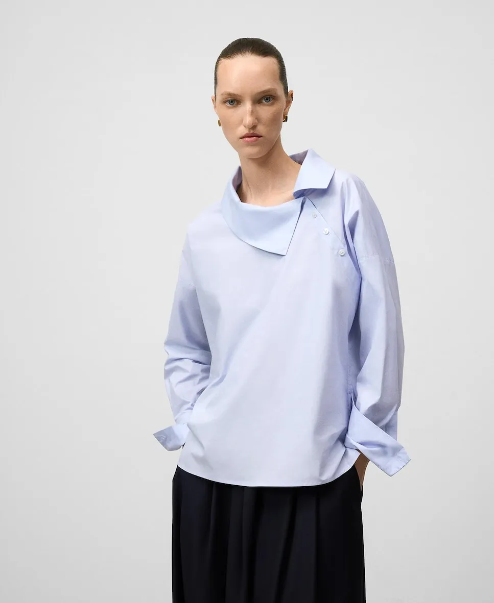

Женская рубашка с асимметричным воротником-отложным Adolfo Dominguez, светло-голубой