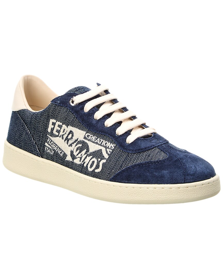 Кроссовки Ferragamo Achille из денима и замши Salvatore Ferragamo, синий