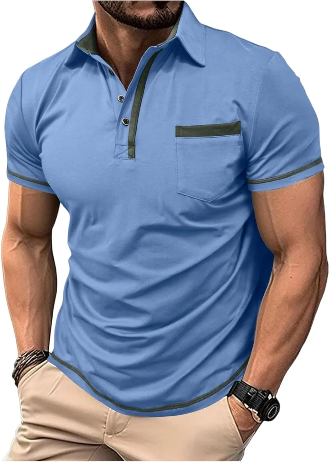 

Футболка-поло для мужчин, Slim Fit, V-образный вырез RODYETQQ