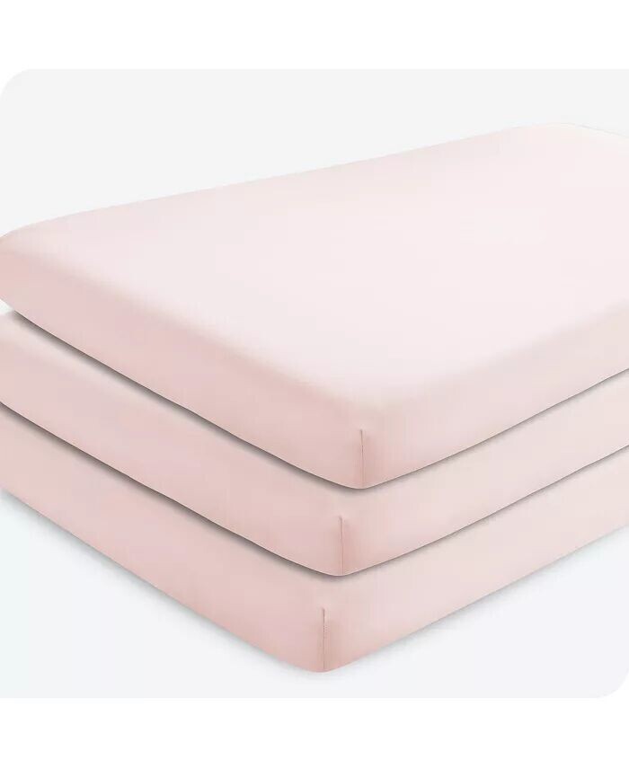 

Простыня для кроватки из микрофибры, 3 шт Bare Home, розовый