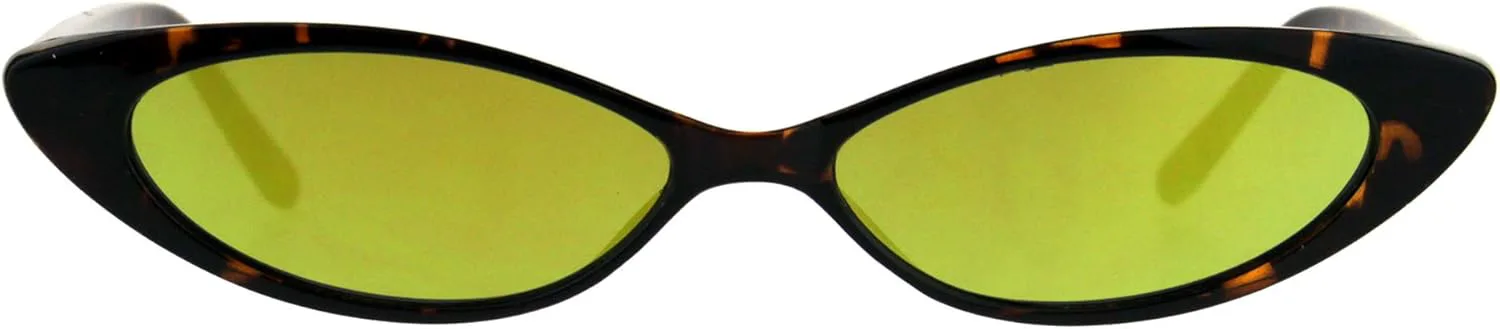 

Солнцезащитные очки PASTL Skinny Flat для женщин, ретро-стиль, овальная широкая оправа, зеркальные линзы, защита от УФ-излучения UV 400, Tortoise (Yellow Mirror)