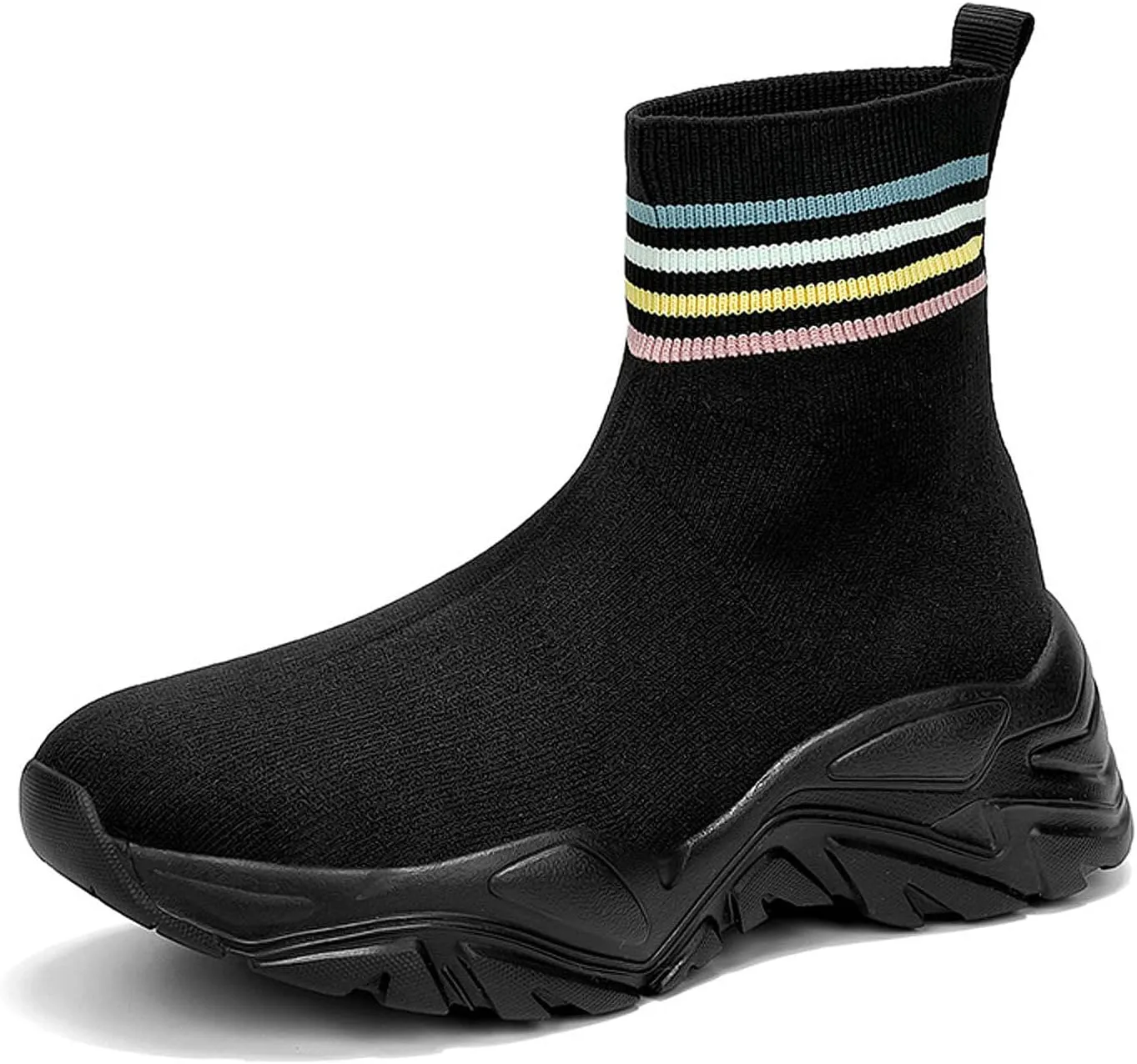 

CERYTHRINA Женские и мужские кроссовки для ходьбы, высокие спортивные беговые носочные кроссовки с сеткой, для дороги и спортзала, модные кеды, черный