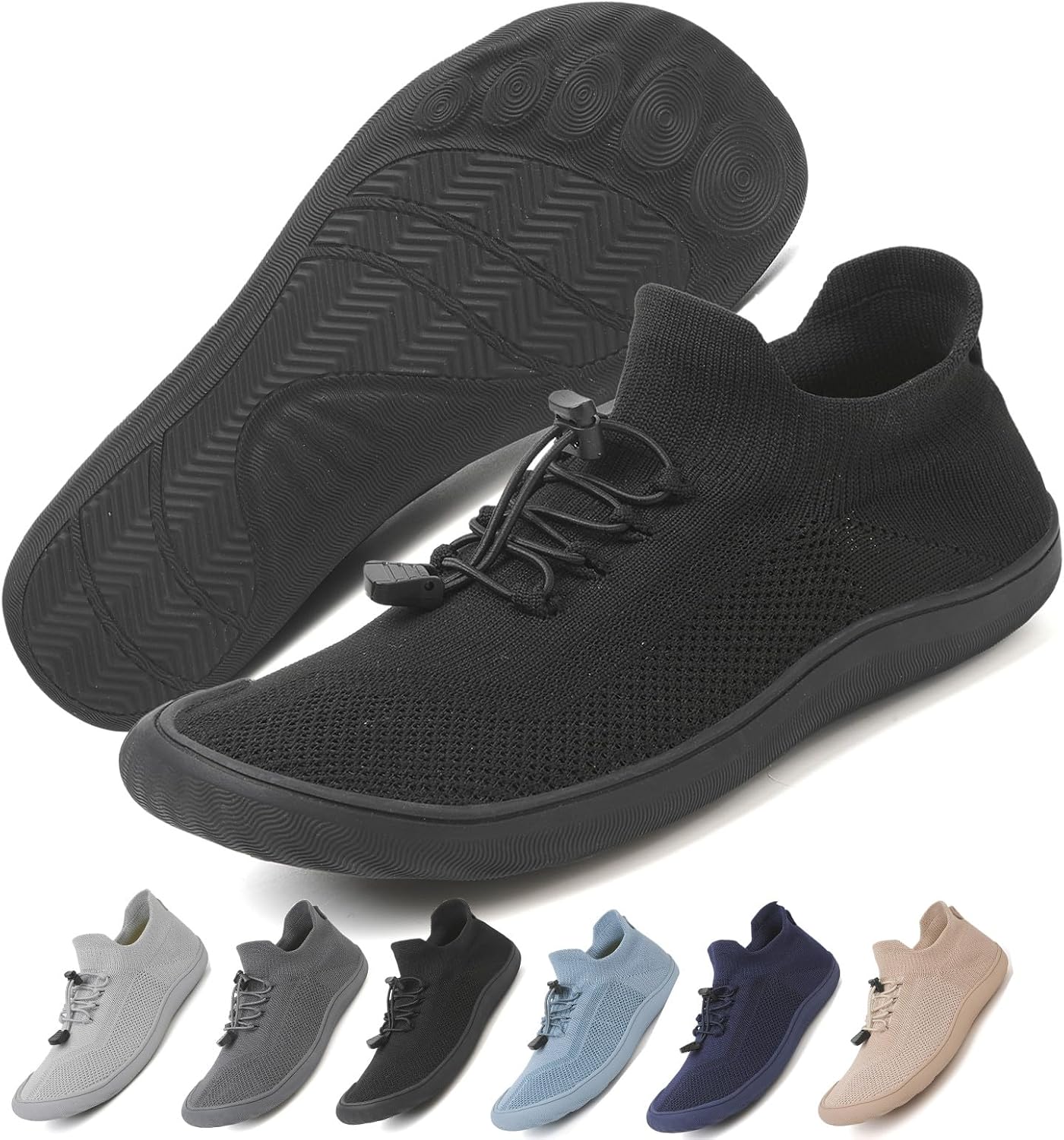 

Противоскользящие беговые кроссовки, унисекс, с широкой носковой частью Waiwaigo, черный