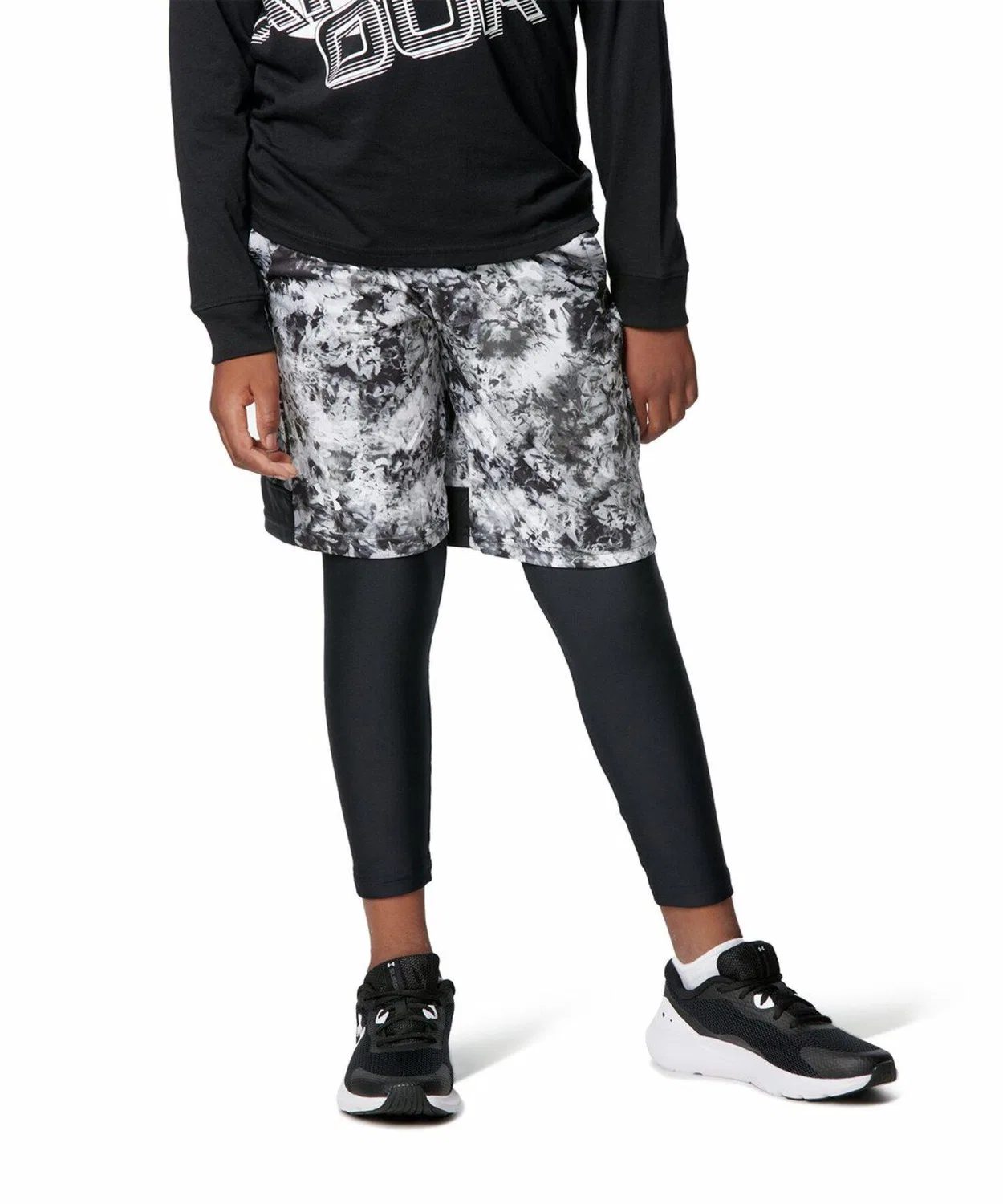 Леггинсы тренировочные Under Armour HeatGear Armor, детские, чёрные