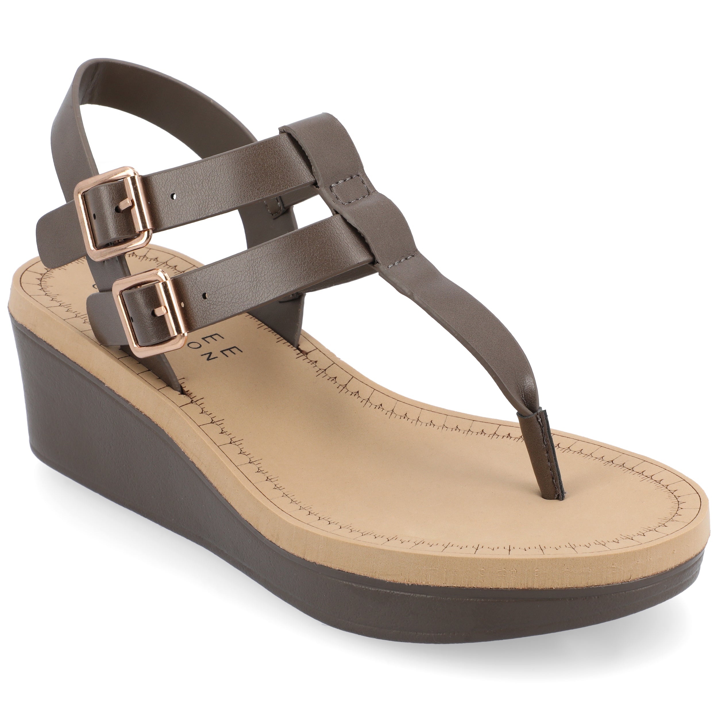 Женские босоножки Tru Comfort Foam Bianca на танкетке из коллекции Journee, коричневый