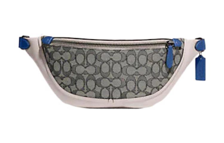 

Кошелек на пояс из телячьей кожи Coach крупного размера для женщин темно-серый белый синий мультиколор