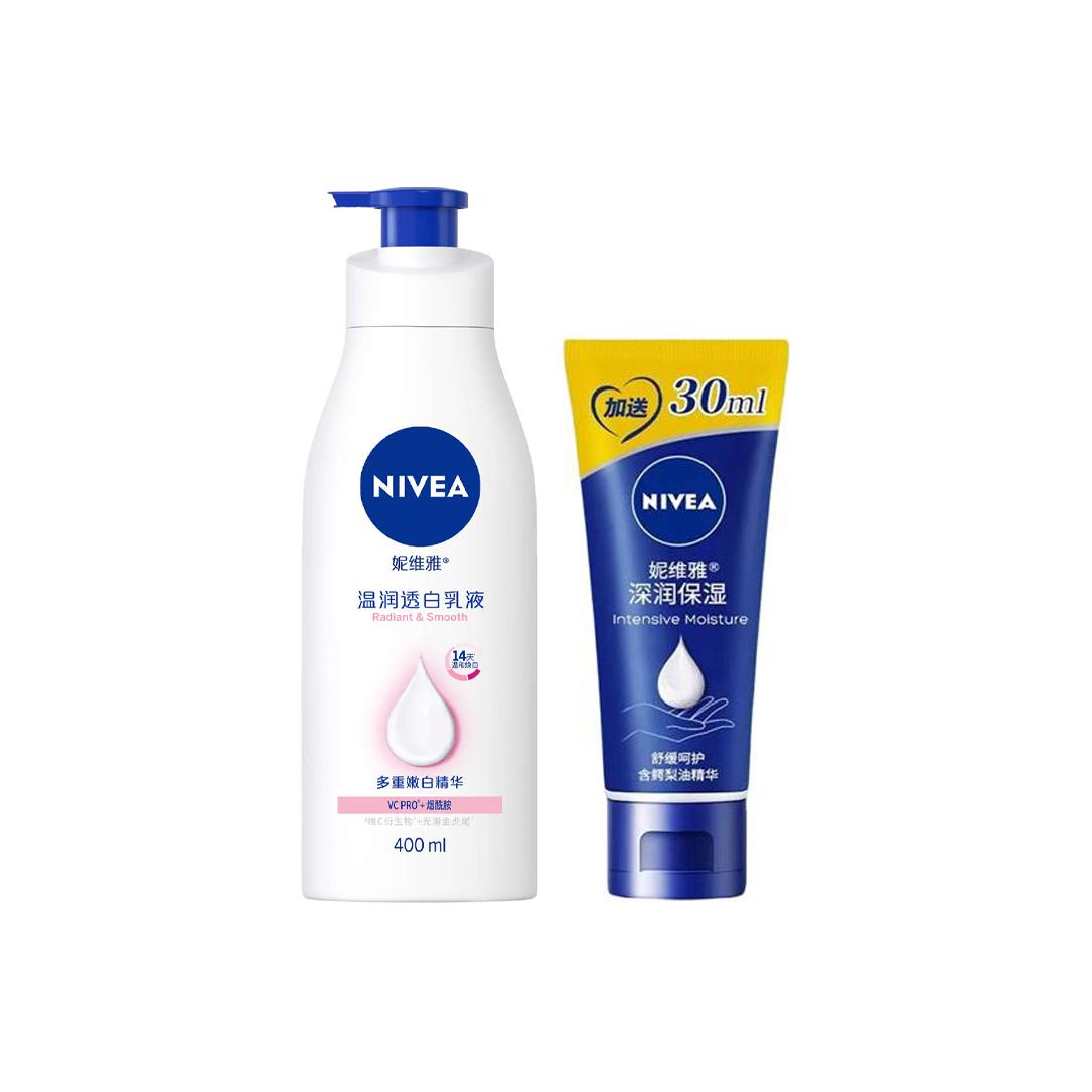 NIVEA Теплый и прозрачный белый лосьон для тела набор для ухода подтягивающий освежающий 80мл+200мл — фото 4