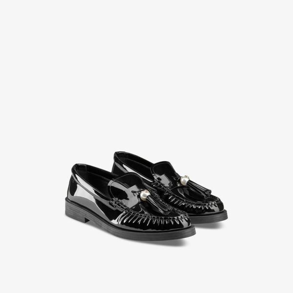 Кожаные мокасины Addie с жемчужными кисточками Jimmy Choo, черный — фото 3