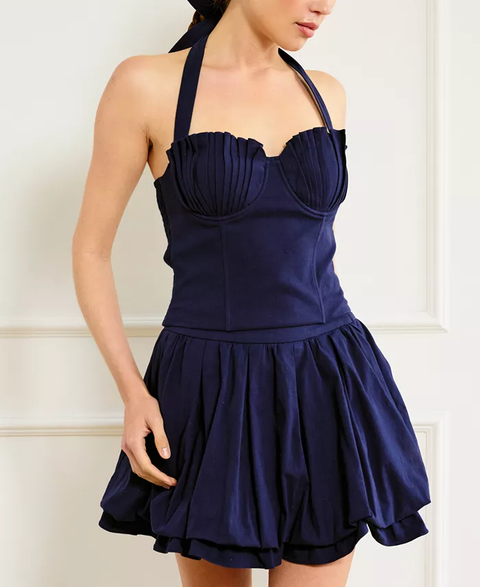 

Женский топ Pearla с плиссировкой и бретелькой через шею Line & Dot, синий