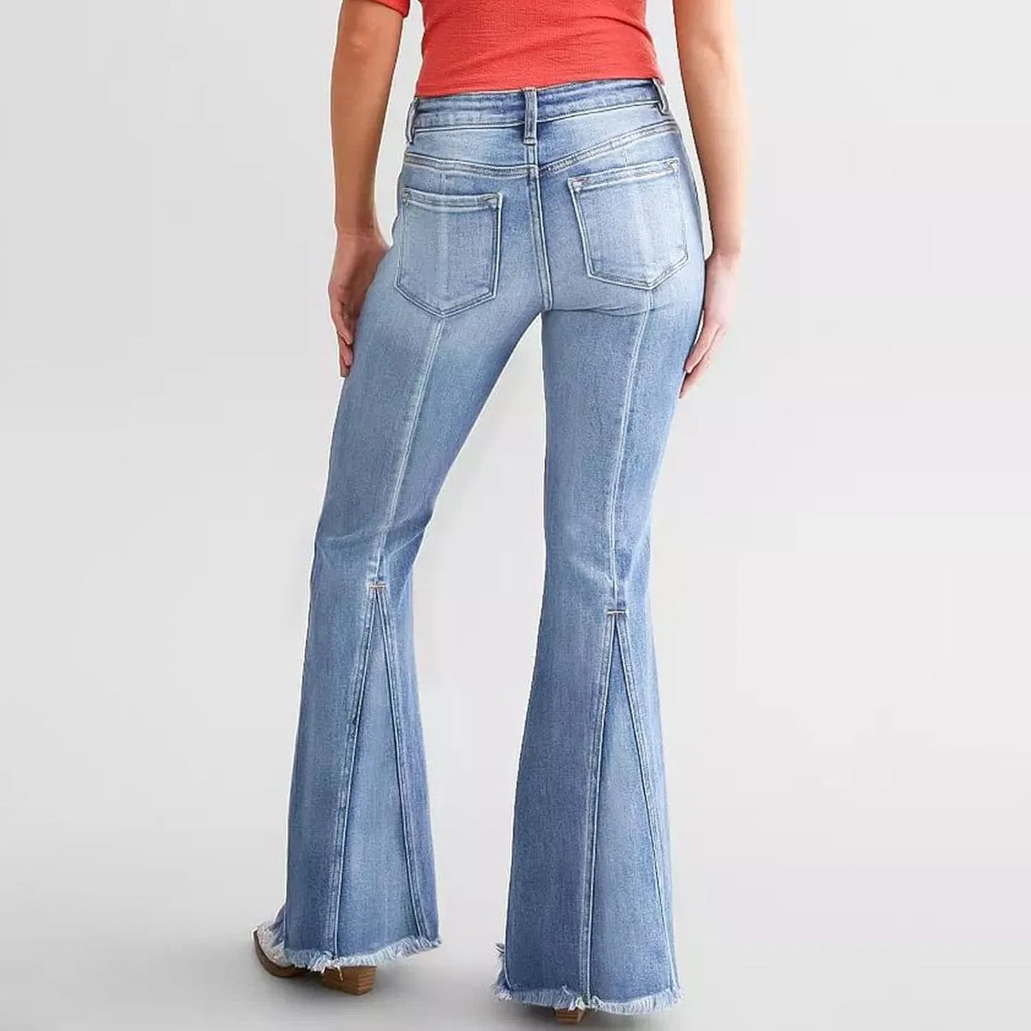 Джинсы клеш женские, Womens Flare Bell Bottom Jeans, синий — фото 4