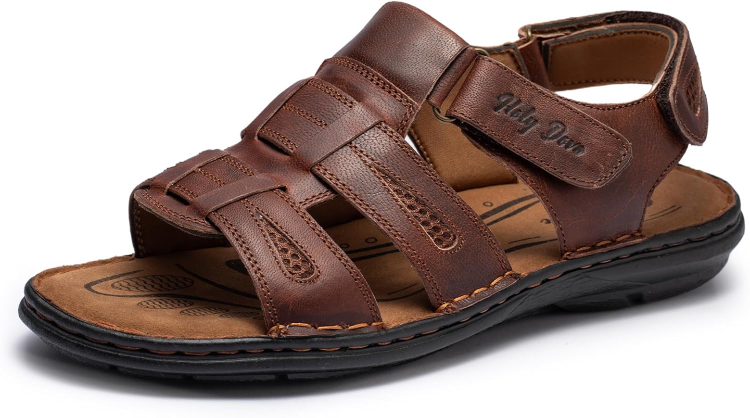 

Мужские сандалии Holy Dove с открытым носком, кожаные, рыбацкого типа, спортивные, для походов и активного отдыха, летние повседневные сандалии, коричневый