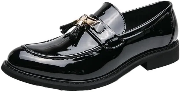 Лоферы мужские Patent Leather Loafers, Black UOPYNE