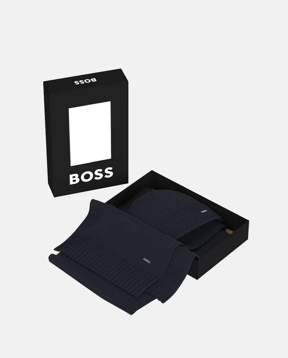 

Мужской комплект из шапки и шарфа Boss, синий