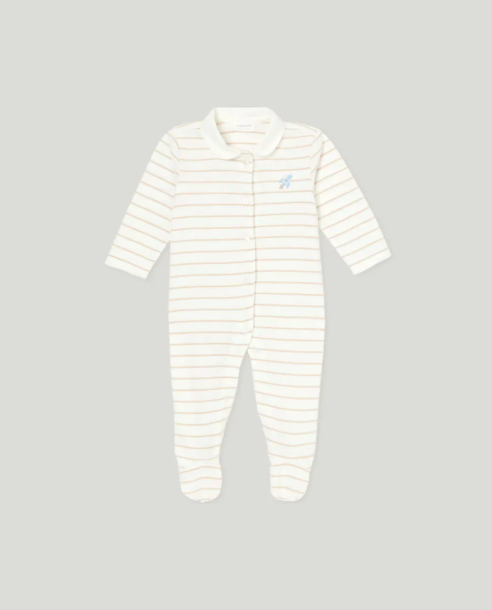 

Длинный комбинезон с позиционным воротником для мальчика Cotton Juice, коричневый