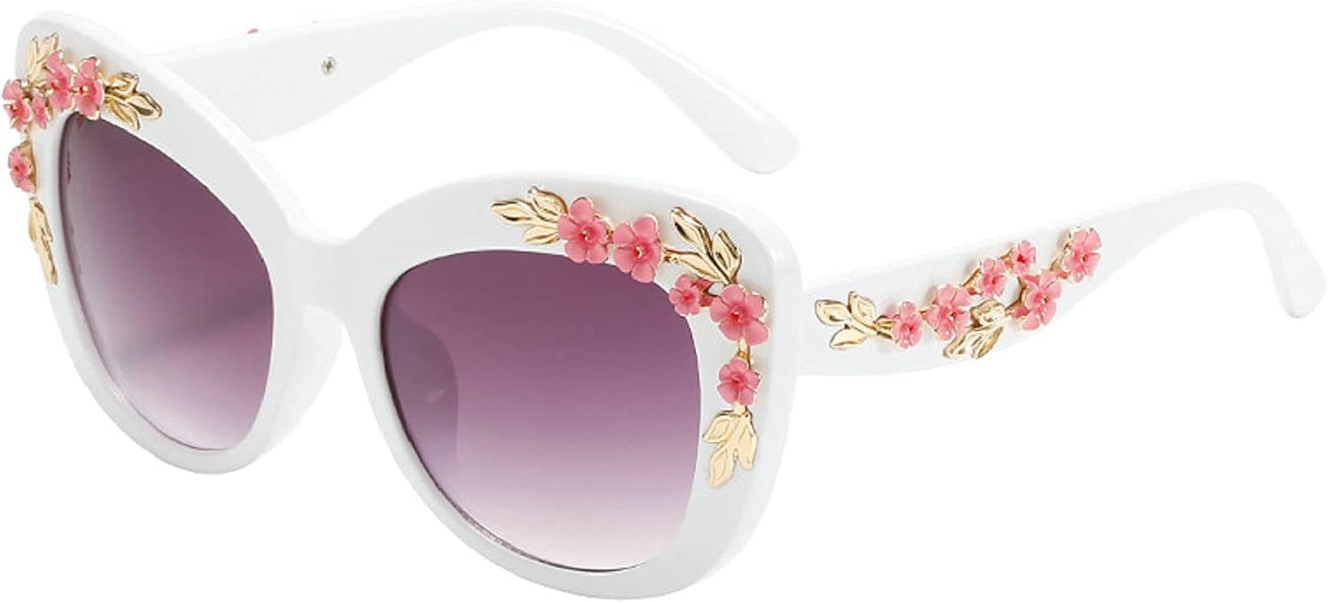 

Большие солнцезащитные очки «кошачий глаз» для женщин, роскошные летние очки с цветочным рисунком, большие градиентные солнцезащитные очки для женщин, элегантные солнцезащитные очки mincl, White
